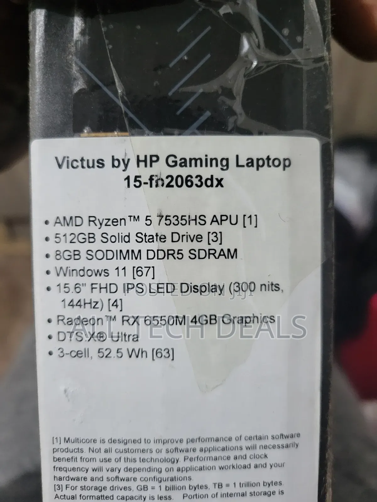 New Laptop HP Victus 15 8GB Intel SSD 512GB