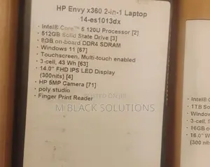 New Laptop HP Envy 14 8GB Intel Core Ultra 5 SSD 512GB