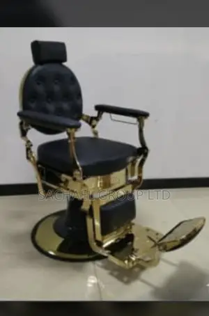 Photo - Golden Black American Barbering Chair