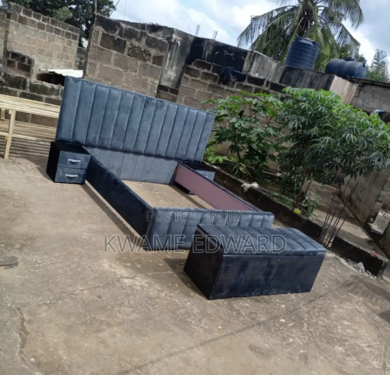 King Size Bed With Two Sides and Ottoman