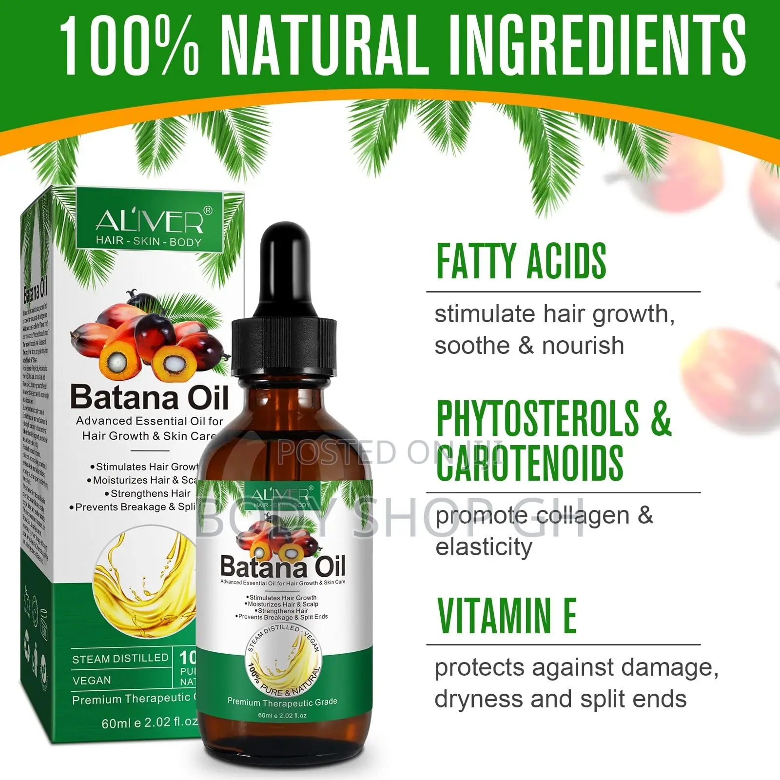 Batana Oil for Hair-Loss Prevention + Repair of Damaged Hair