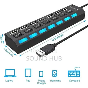 7 Port Usb 2.0 High Speed Power Splitter Switch on/Off