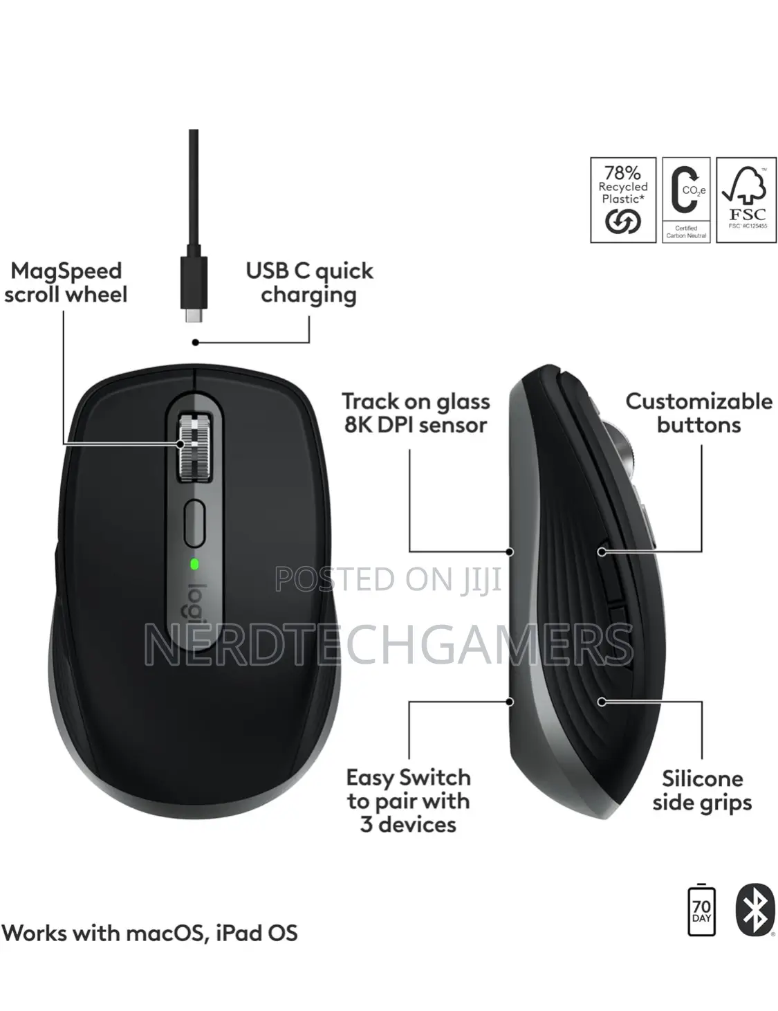 Logitech MX Anywhere 3S for Mac, Compact Wireless B