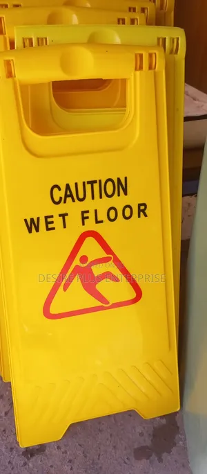 Caution Sign for Wet Floor Cleaning Progress