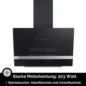 PKM Wall Hood Stainless Steel Glass Black80cm LED Lighting