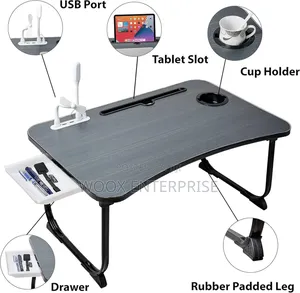 Portable Foldable Laptop Table With USB Port (Cup Holder)