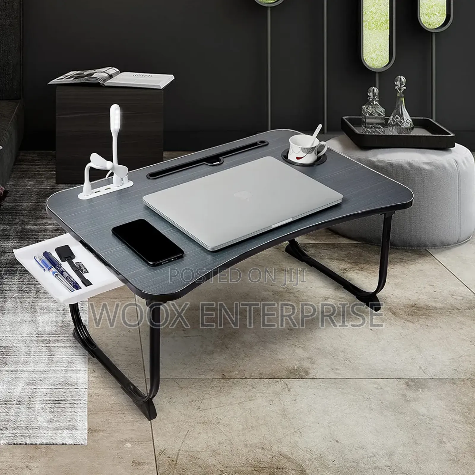 Portable Foldable Laptop Table With USB Port (Cup Holder)