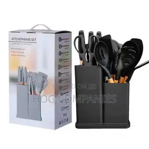19 Pieces Silicone Kitchen Utensil Set Chopping Board- Fast Delivery
