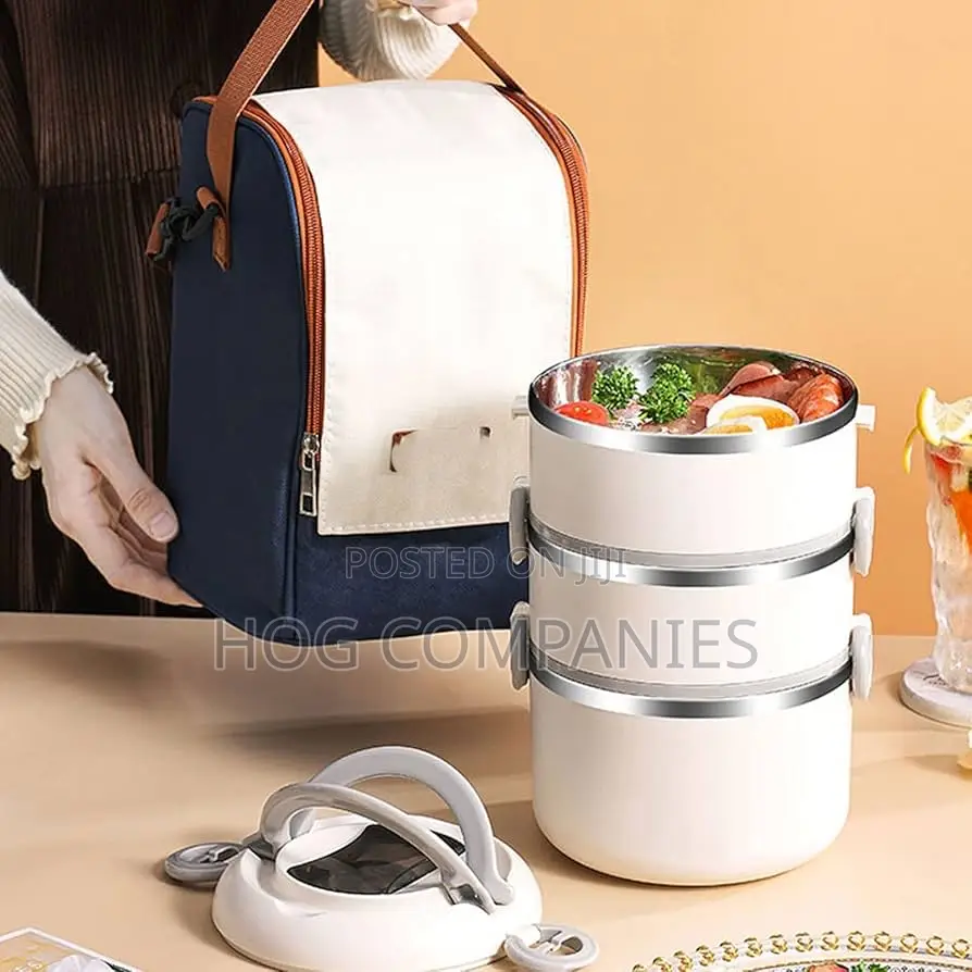 Insulated Lunch Bag With Stainless Steel Bowls
