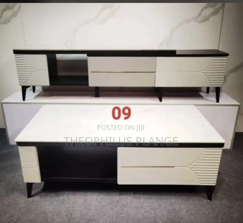 Tv Stand and Center Table Set Brown and Black Design