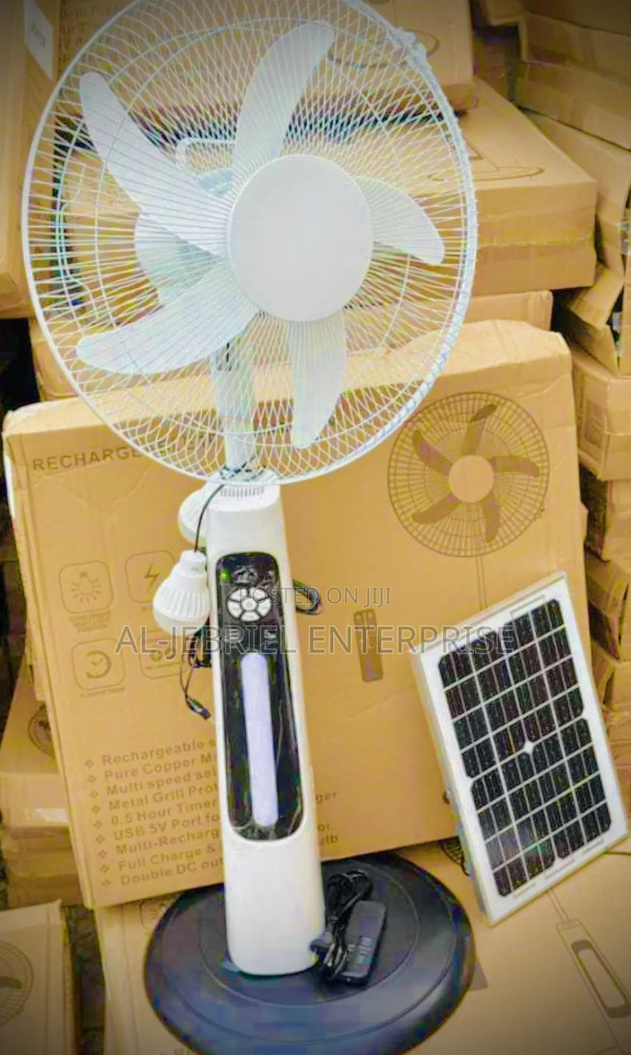 Energetic Solar Electricity Rechargeable Fan With 2 Bulbs