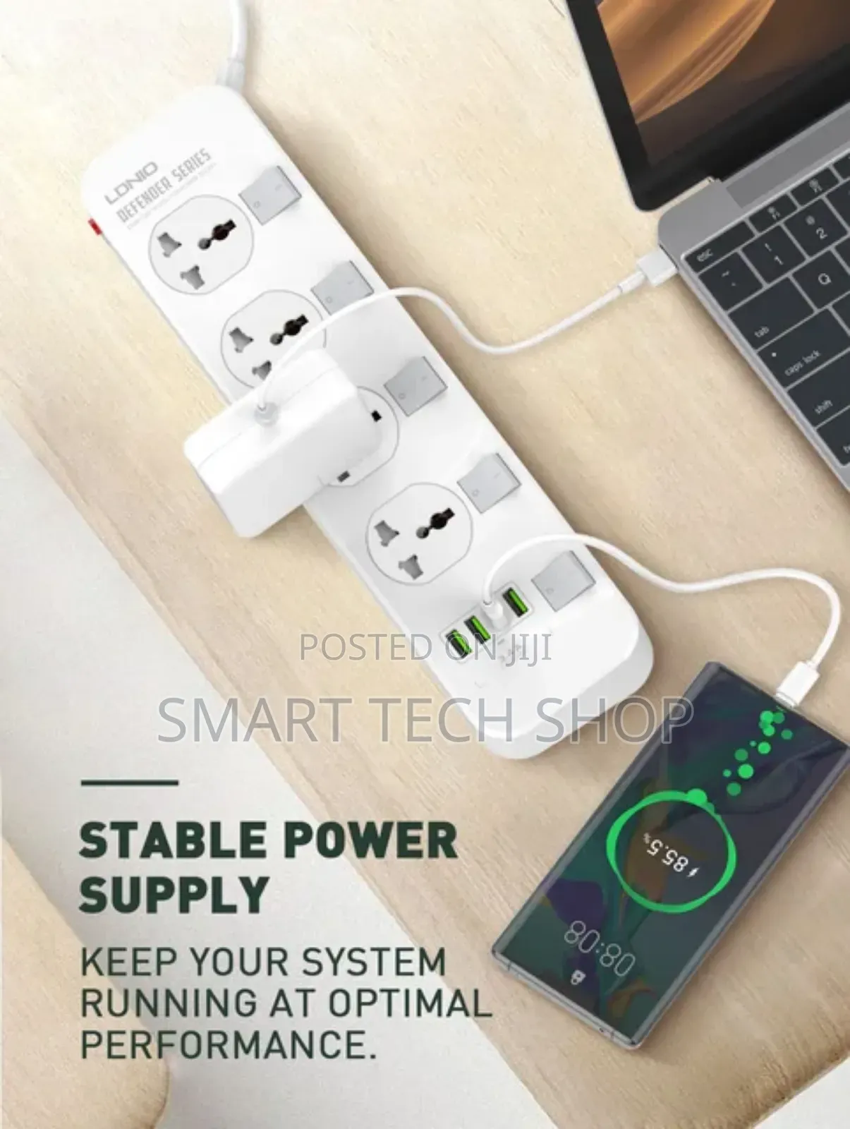 Ldnio Surge Protector 4 Outlets Power Strip With 4 Usb 2m