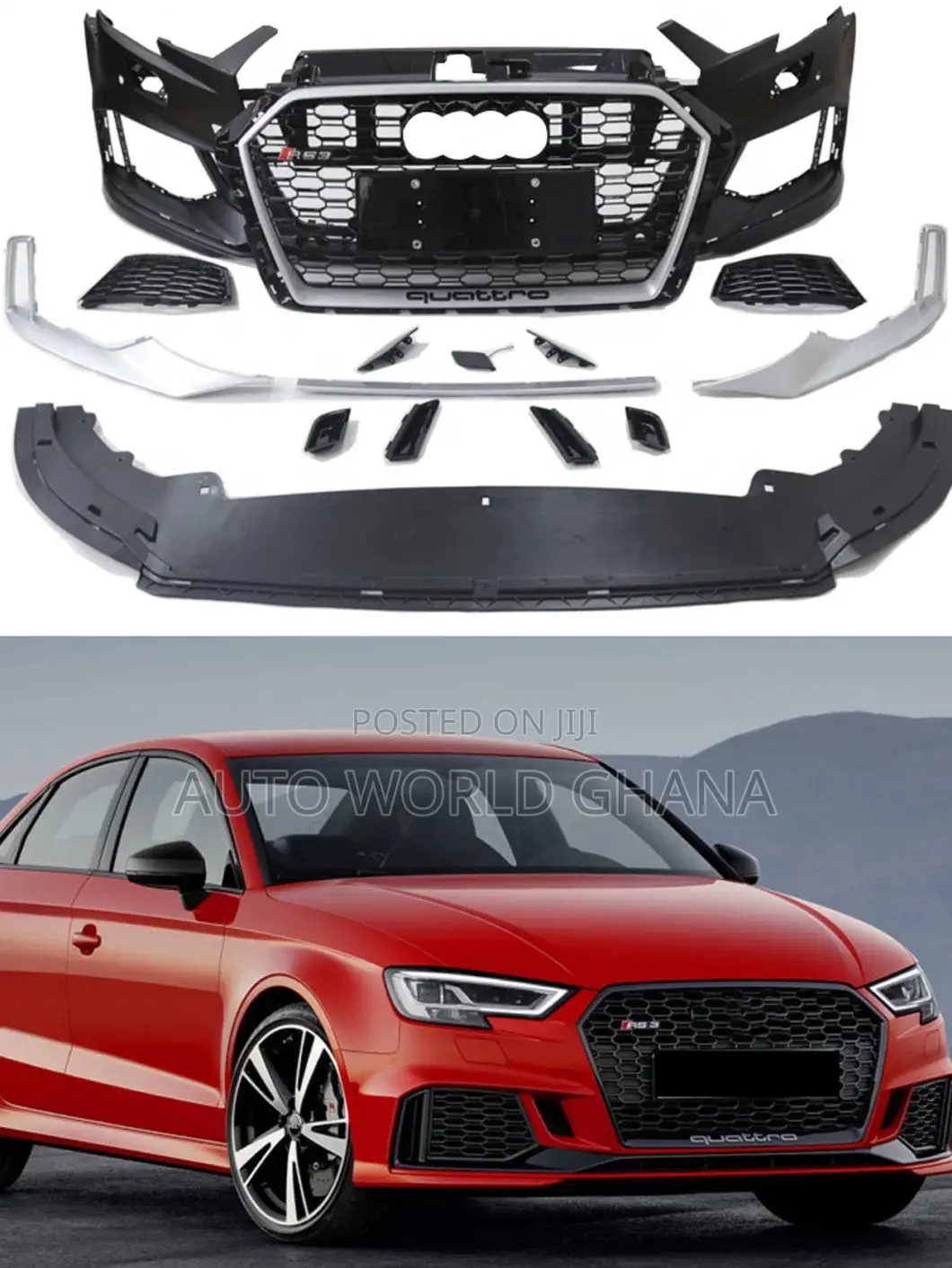 Audi Rs3 Front Bumper Assembly Rear Diffuser Set 2017-2020