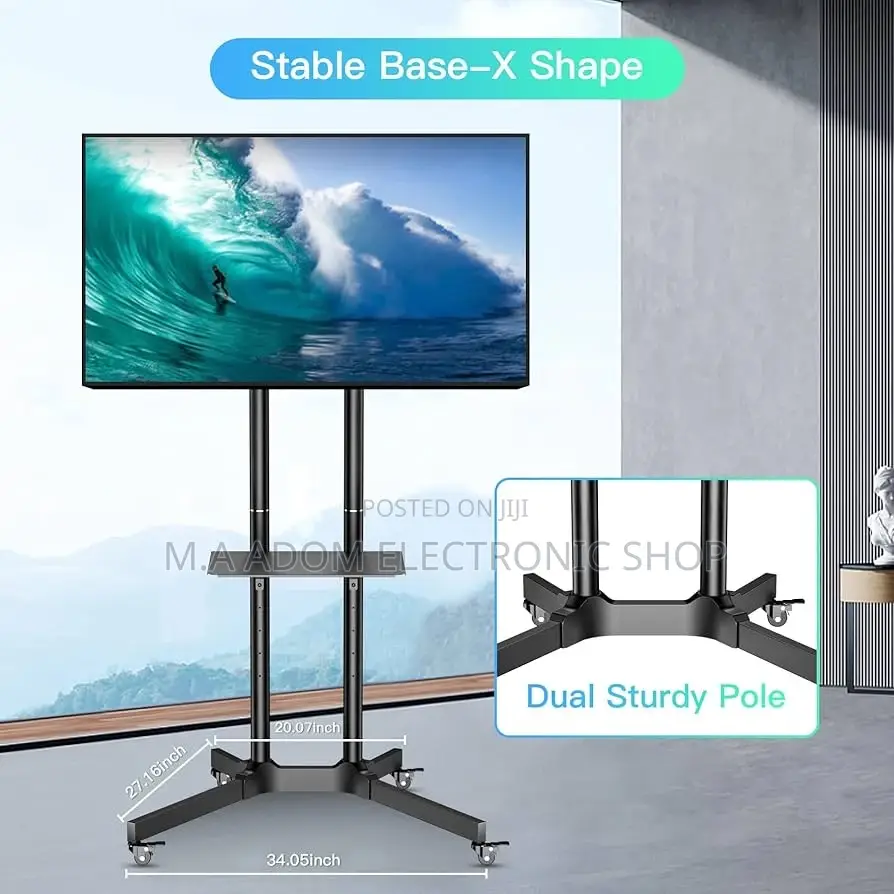 Double Bar Tv Trolley for TVS Between 33”-70”