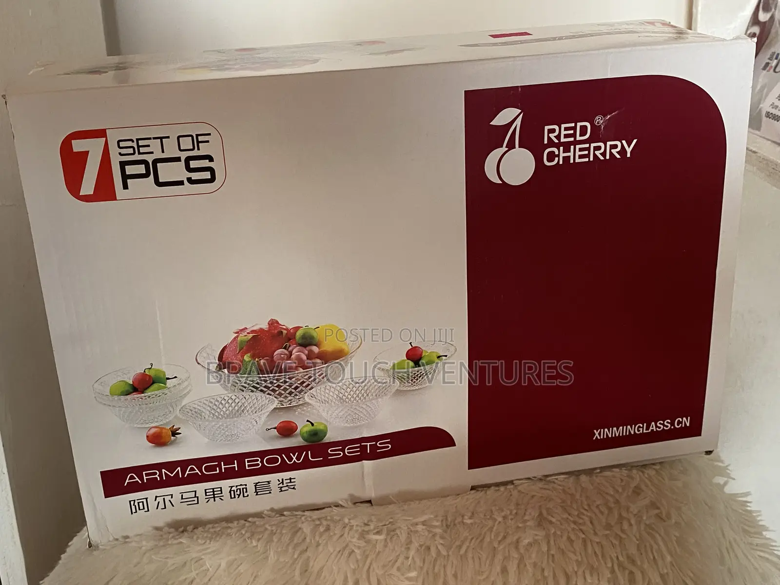 Red Cherry Glass Bowl-7 Pieces