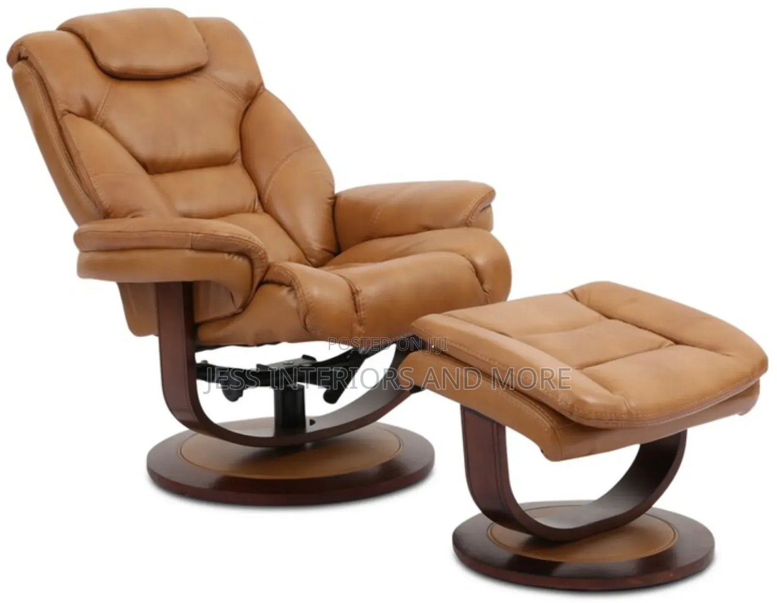 Leather Euro Chair Ottoman (Butterscotch)