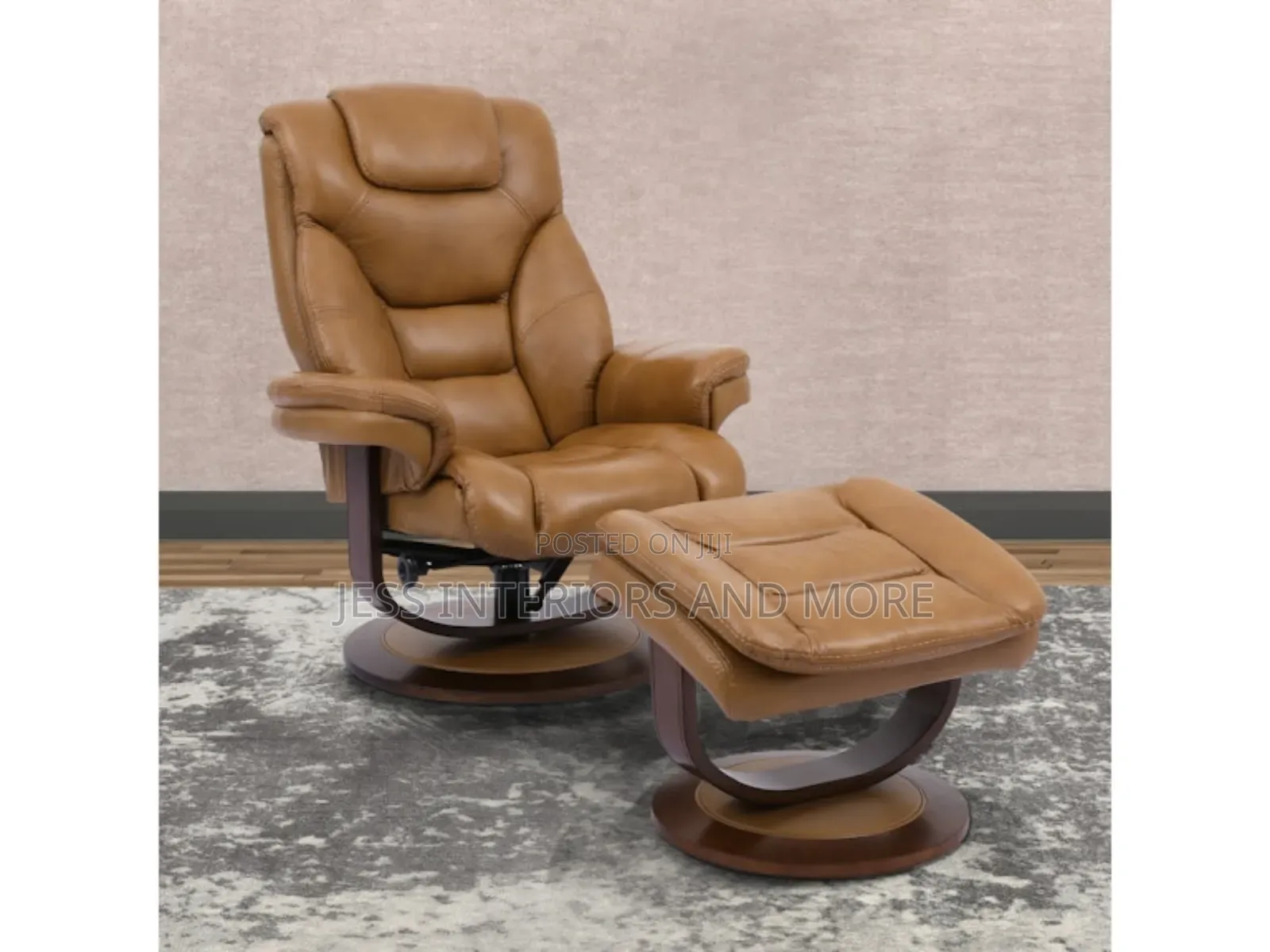 Leather Euro Chair Ottoman (Butterscotch)