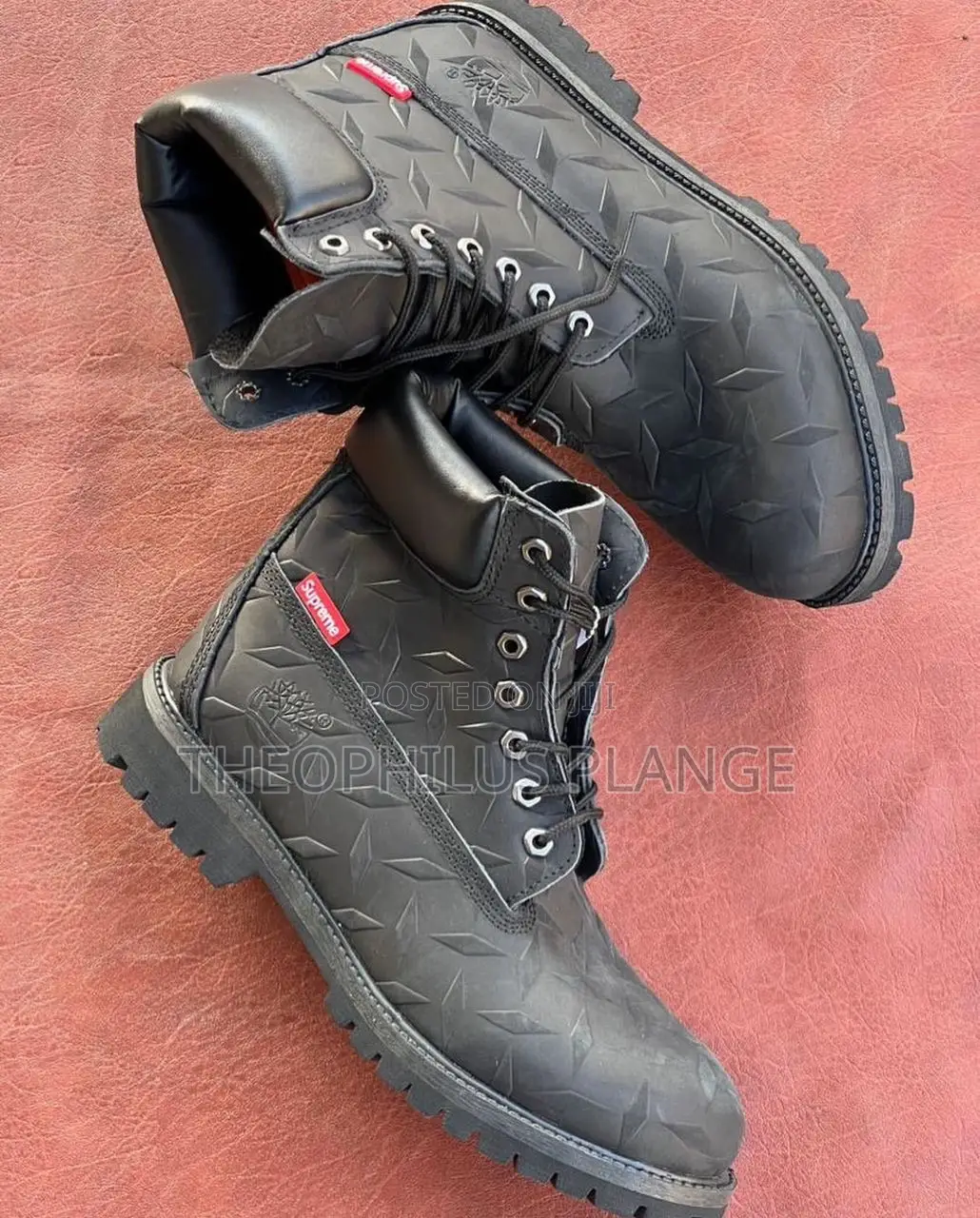 Original Supreme Timberland Boots ( Black and Blue Black)