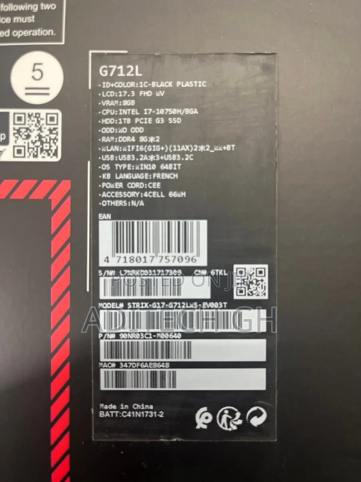 New Laptop Asus ROG Strix G17 16GB Intel Core I7 SSD 1T