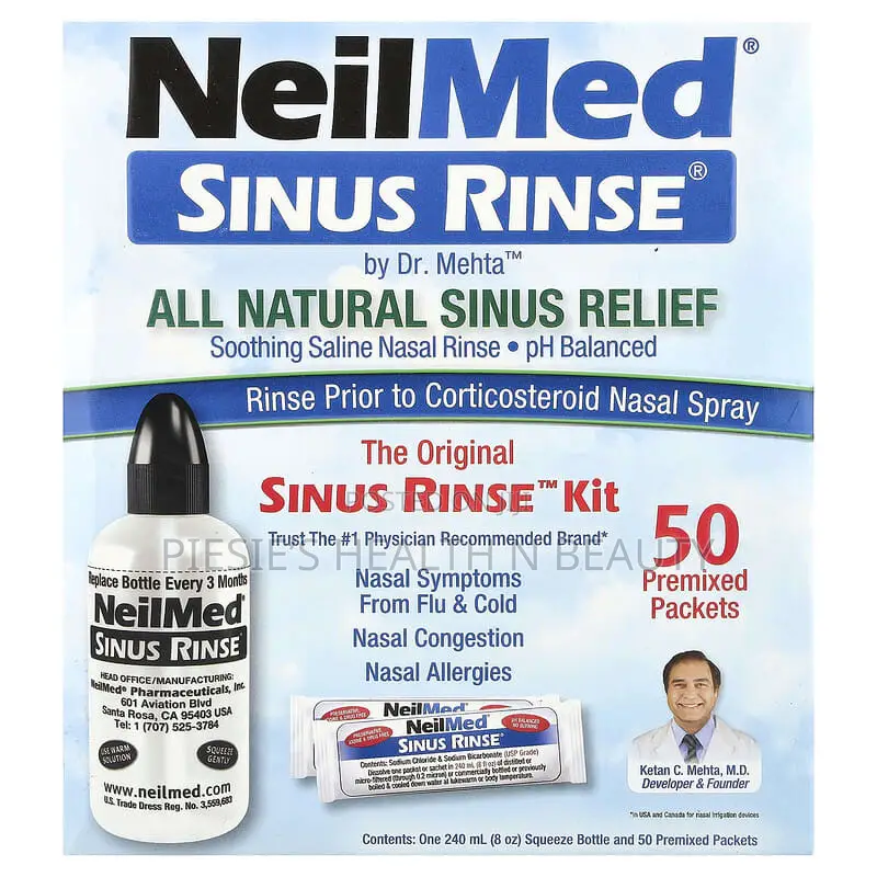 Neilmed Sinus Rinse 50 Premixed Sachets With Bottle