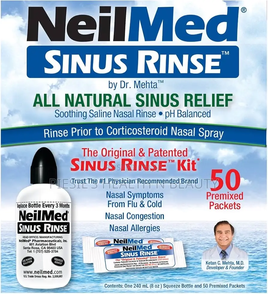 Neilmed Sinus Rinse 50 Premixed Sachets With Bottle