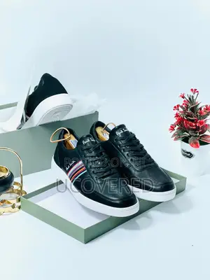 Paul Smith Black and Coloured Strip Sneaker