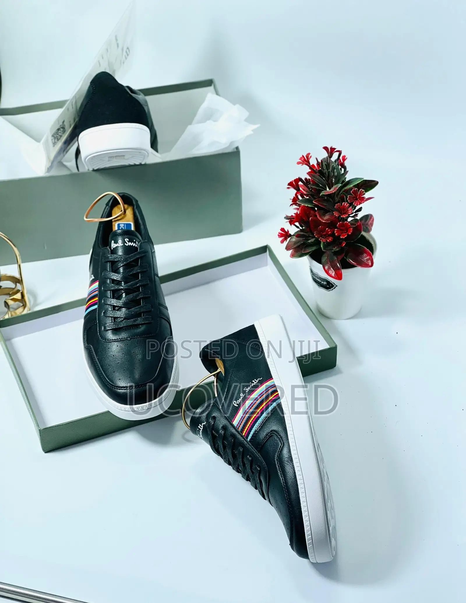 Paul Smith Black and Coloured Strip Sneaker
