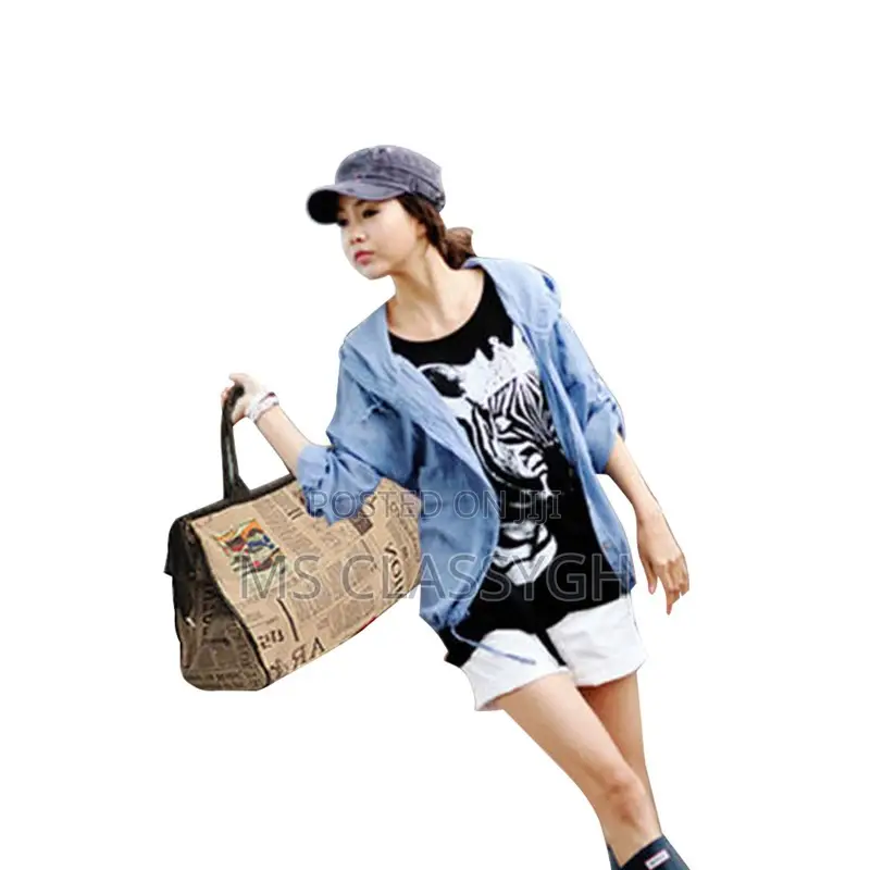 Retro Travel Luggage Handbag Newspaper Printing Vintage Top-