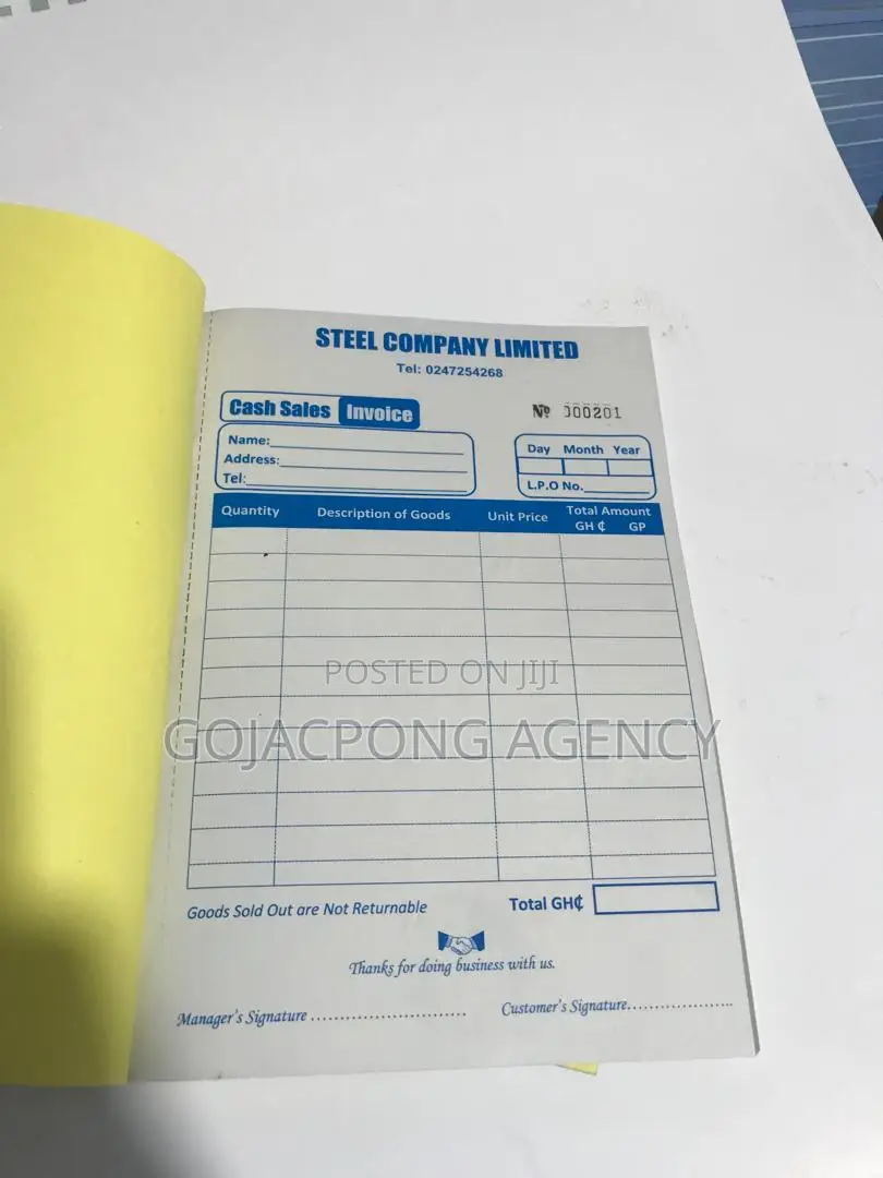 Receipt, Invoice, Waybill, Day Books, Cash Deposit Slip Etc