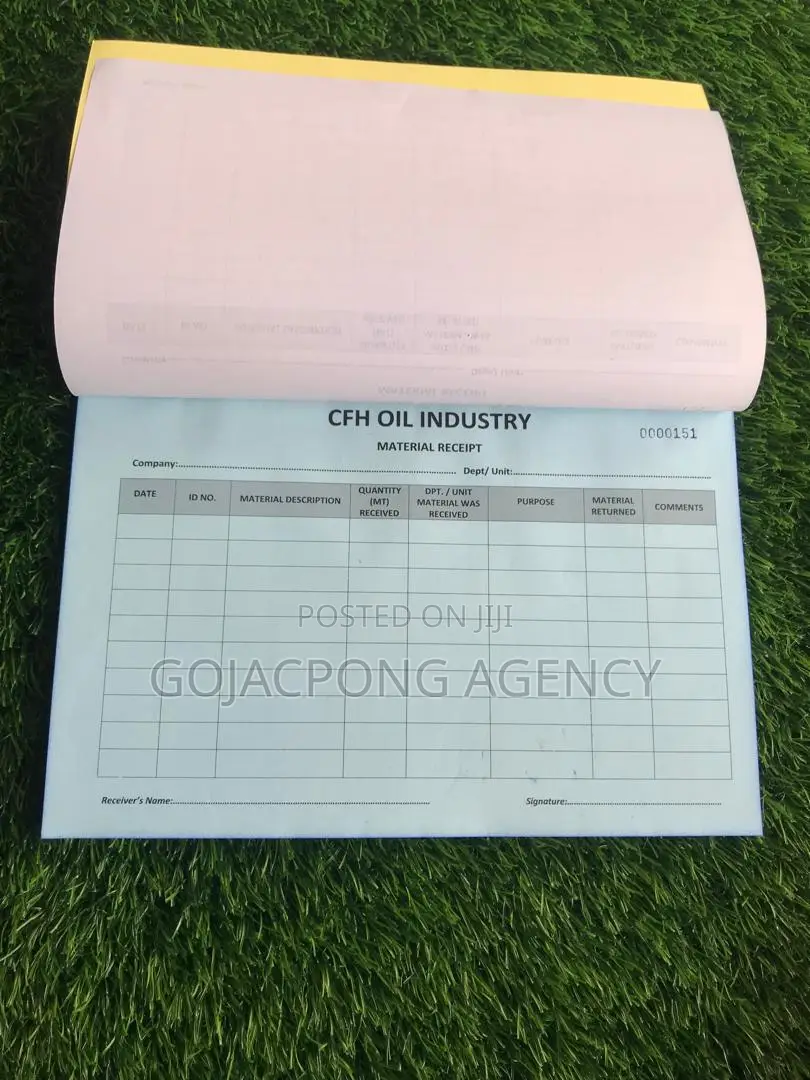 Receipt, Invoice, Waybill, Day Books, Cash Deposit Slip Etc