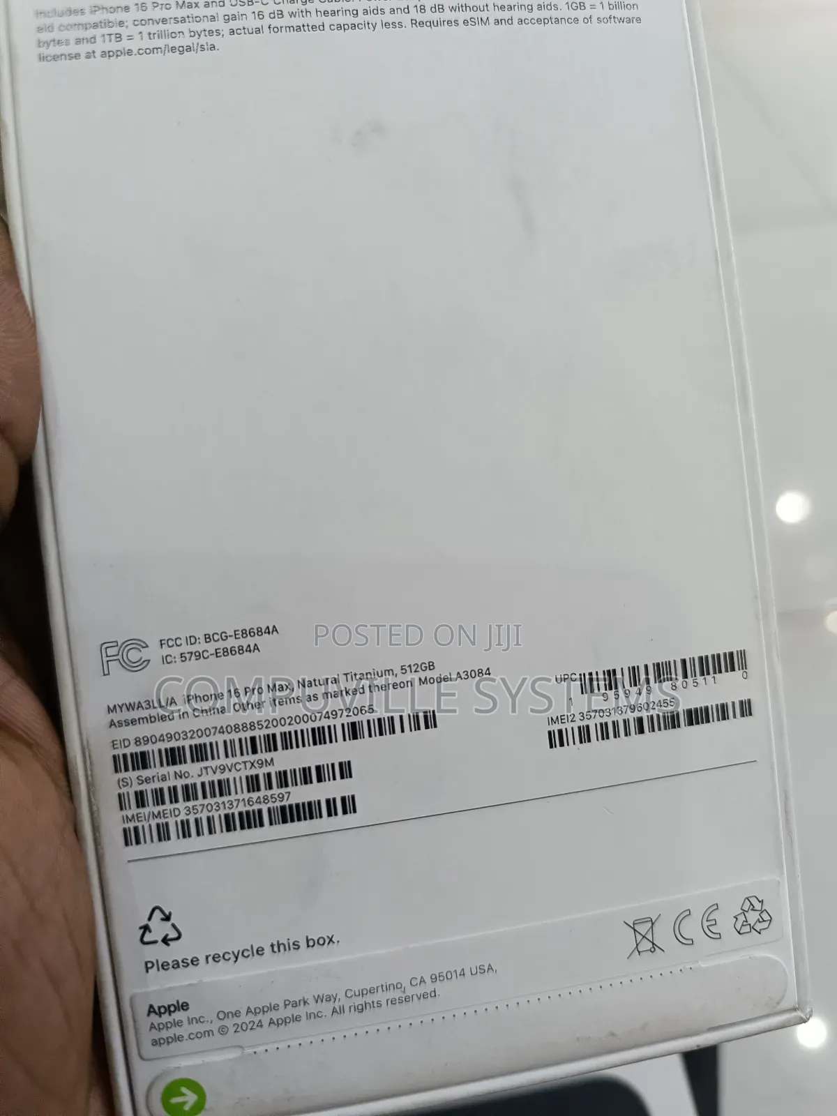 New Apple iPhone 16 Pro Max 512 GB White