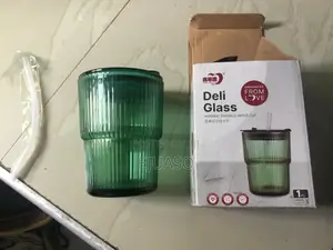 Glass Cup With Cover With Glass Straw