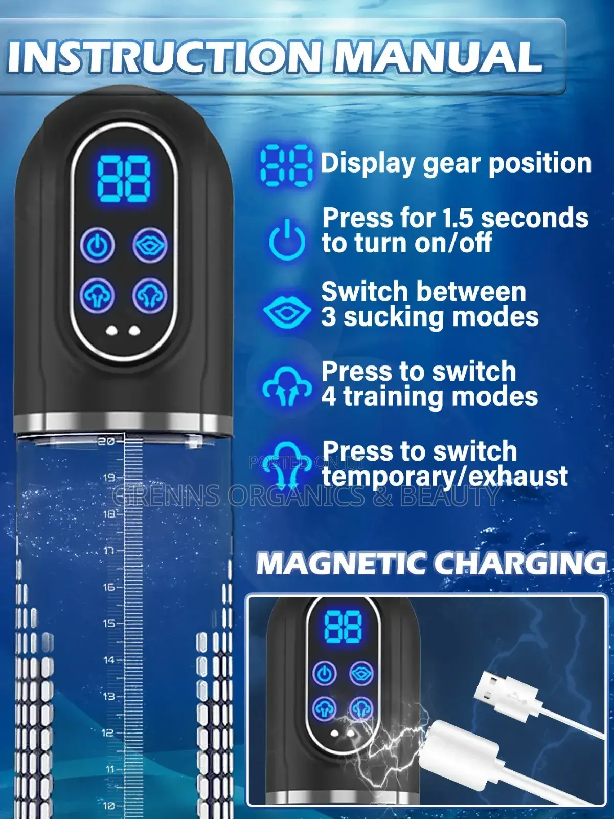 Electric Automatic 2in1 Ipx 7 Waterproof Vacuum Penis Pump