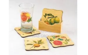 Bamboo Coaster With Stand for Tea, Coffee, Drinks