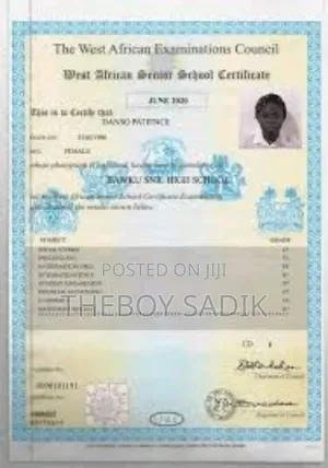 Genuine Wassce Certificate PDF Creation