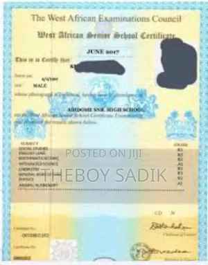 Genuine Wassce Certificate PDF Creation