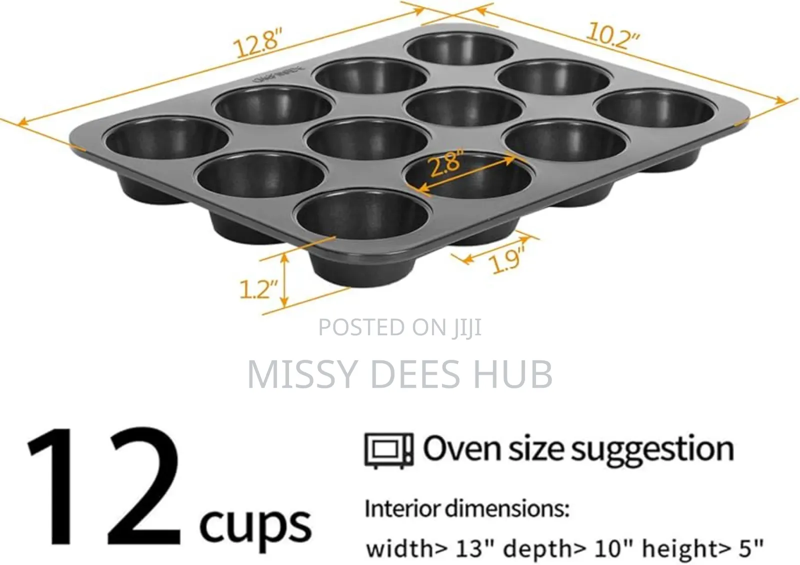 Non-Stick Cupcake Tray - 12 Holes