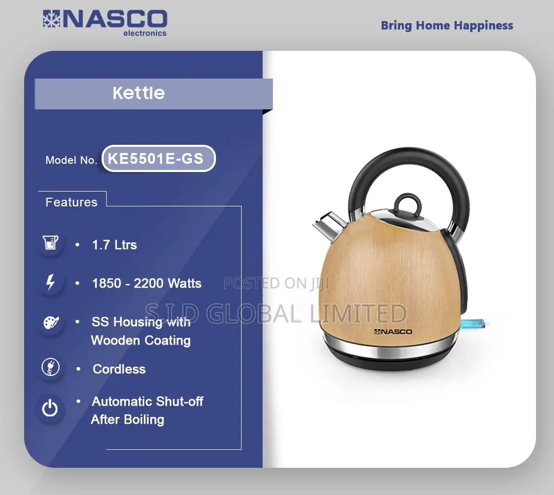 Delivering Best Nasco 1.7ltr Kettle With Wooden Coating