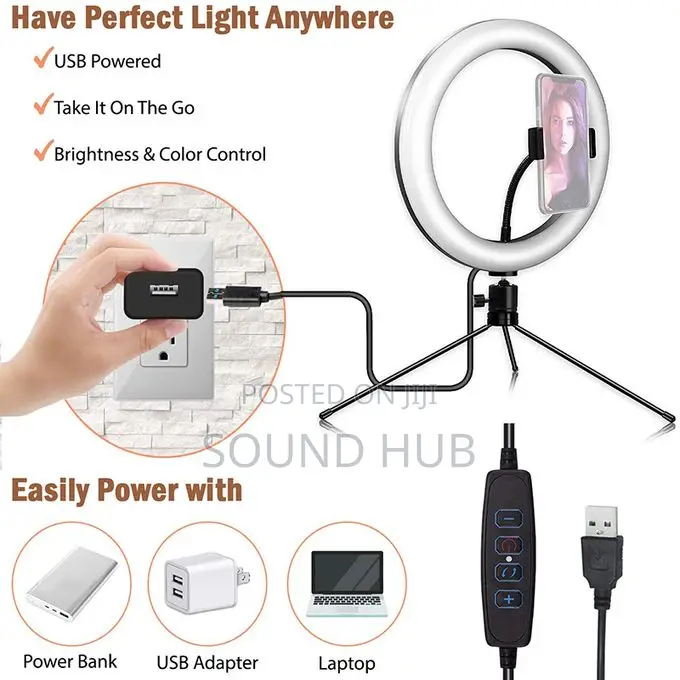 8'' Ring Light Phone Tripod Stand LED Light Selfie
