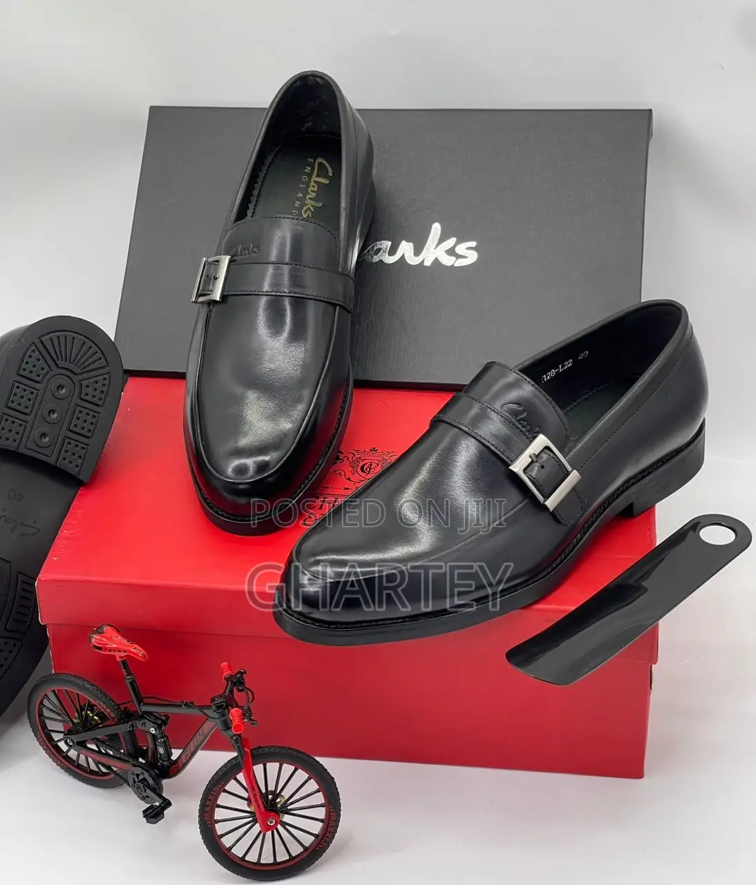 Clarks All Black Executive Leather Shoes for Men
