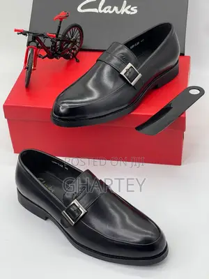 Clarks All Black Executive Leather Shoes for Men