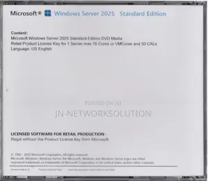 Windows Server 2025 Standard Edition 16cores. Retail Li