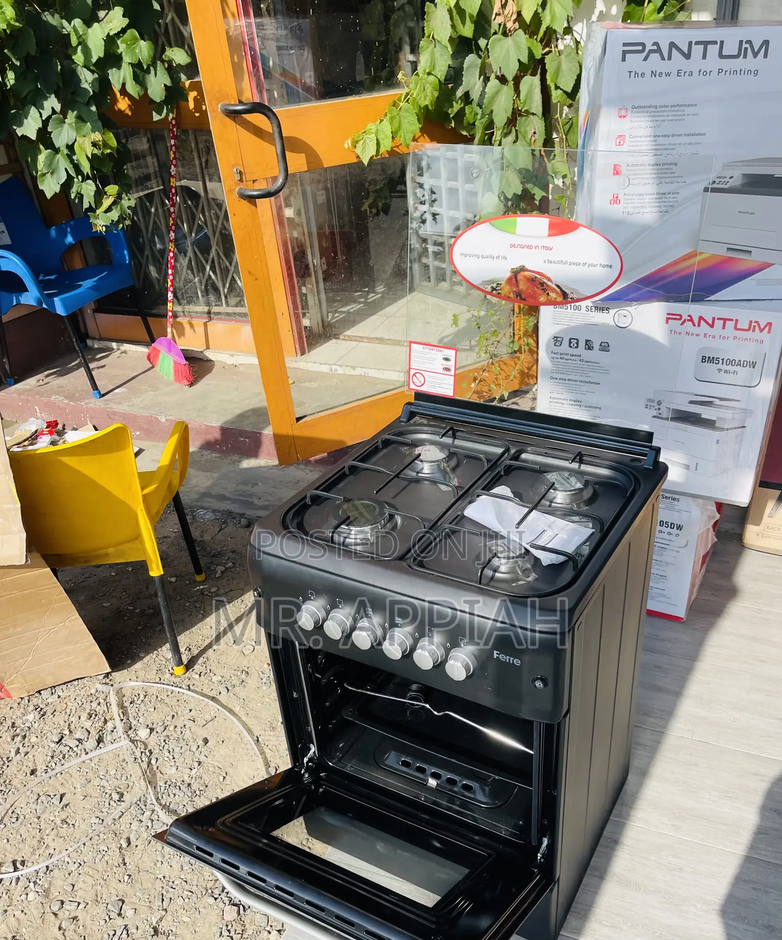 Uniquely Ferre Gas Oven 4 Burner With Grill(Black).