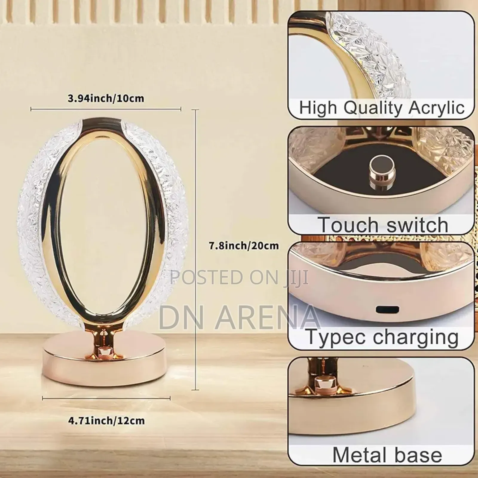 Crystal Table Lamp | Table Lamp | 3 Colours | LED Wireless