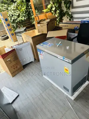 Available Now at Store Grey Steel Chest Freezer 200L Nasco