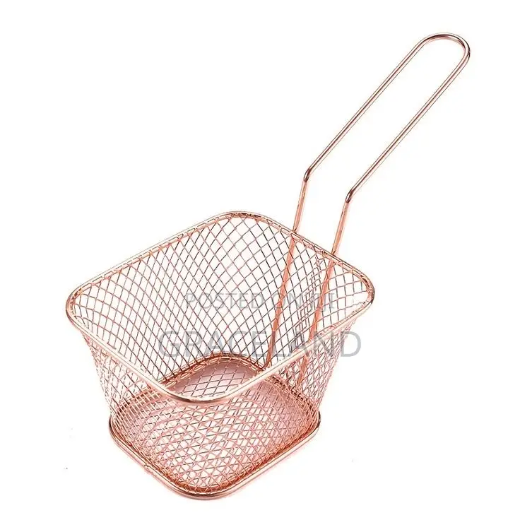 12 Mini Square Fry Basket Metal French Fries Chips Holder