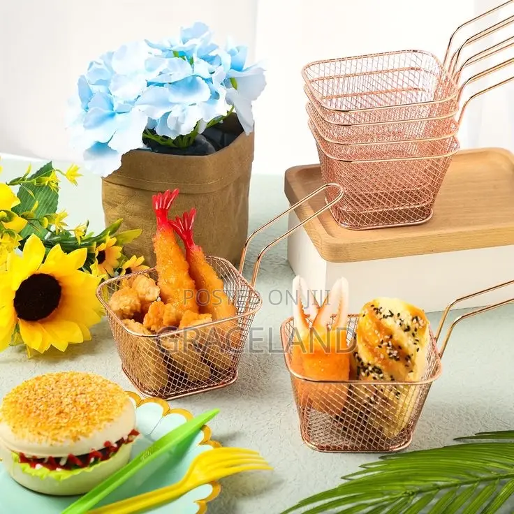 12 Mini Square Fry Basket Metal French Fries Chips Holder