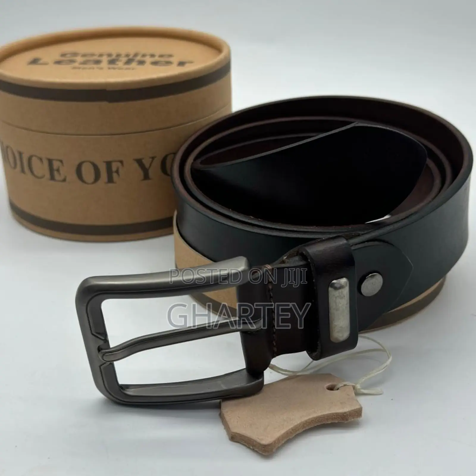 Genuine Men’S Leather Casual Belt, Black