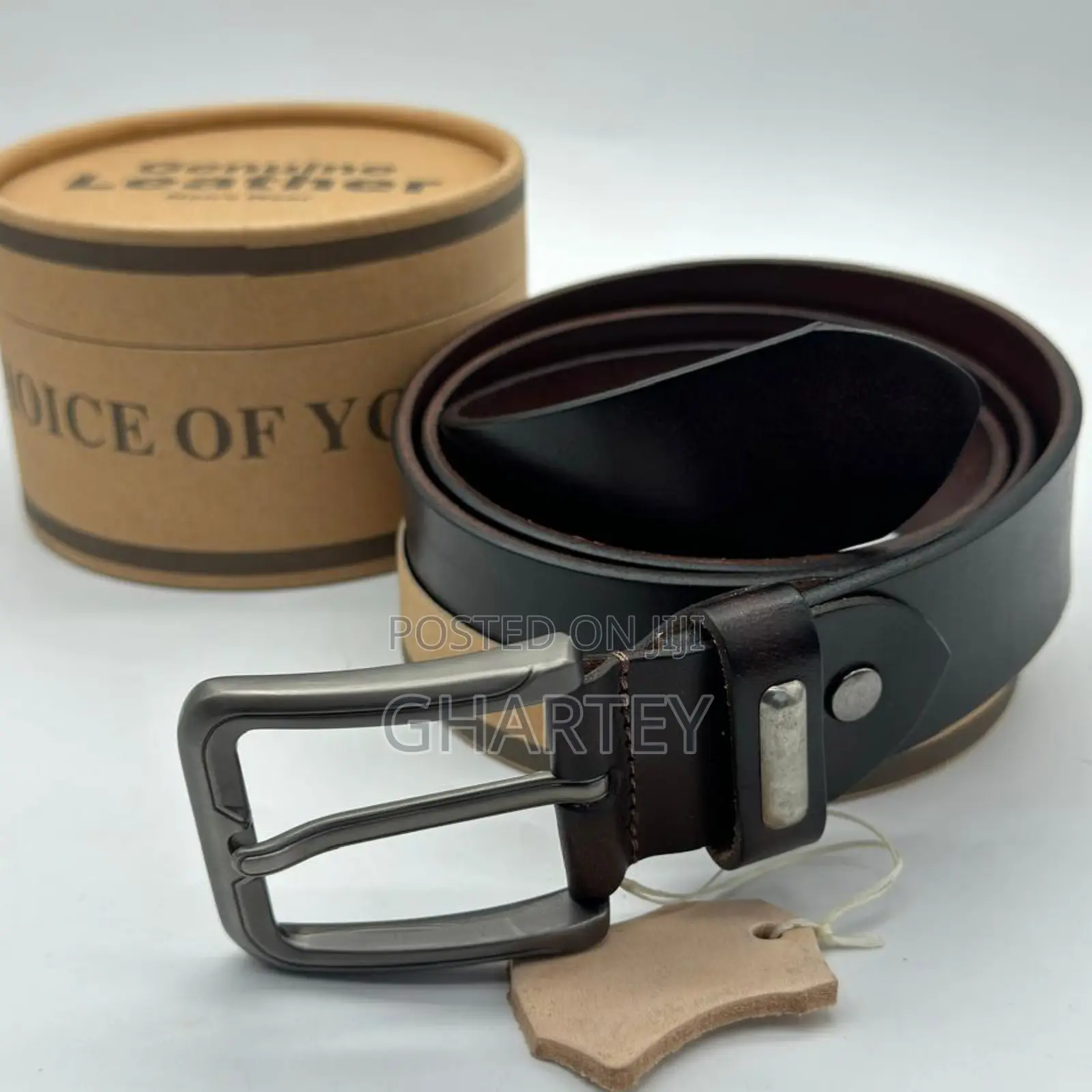 Genuine Men’S Leather Casual Belt, Black