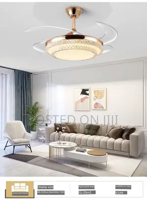 Chandelier Light and Fan With Remote LED Light Gold White